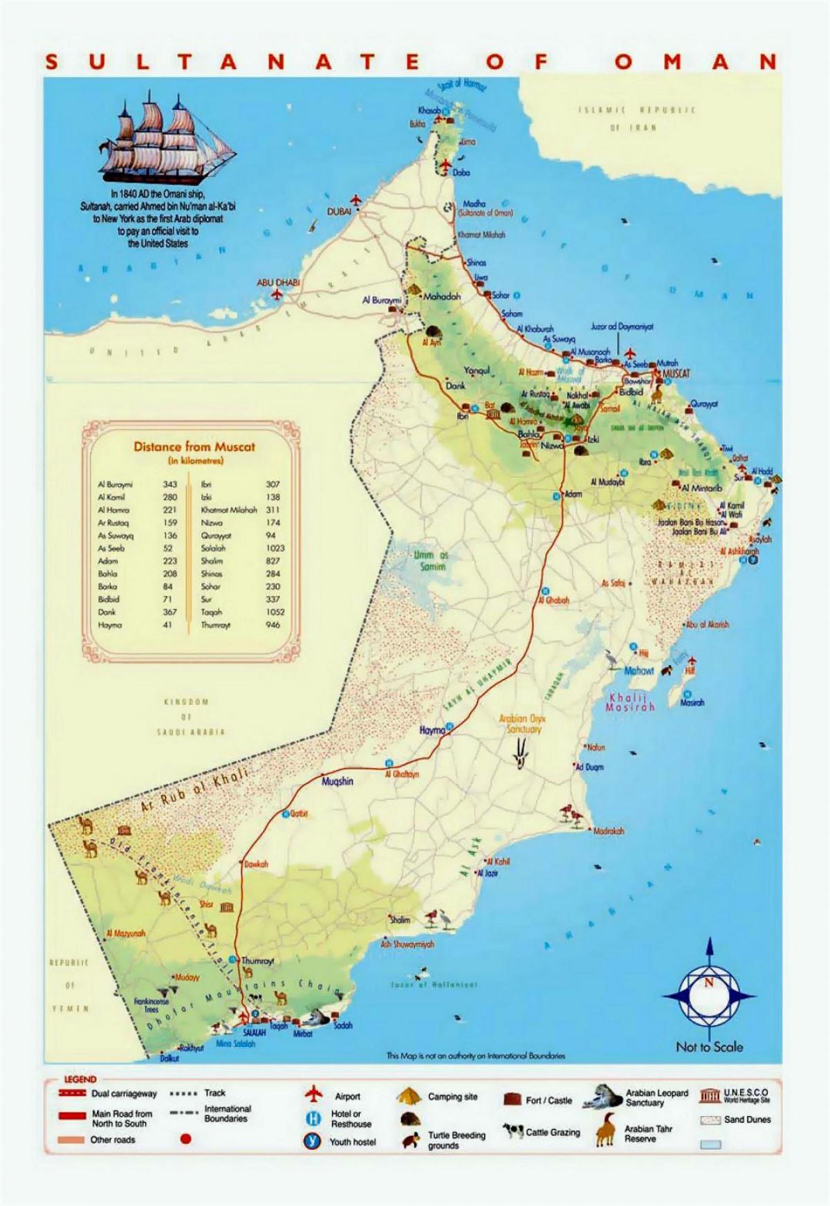 Omán turistických míst mapě